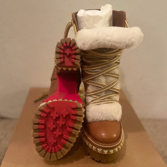 Christian Louboutin Yeti Donna 130 Shearling Fur Booties - Picture 2 of 7